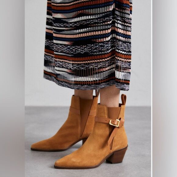 Zadig & Voltaire Tyler Suede pointed toe Western heeled Ankle Bootie FR 39/US 8 - Picture 3 of 17